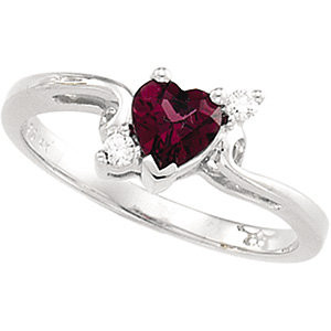 Garnet and Diamond Heart Ring