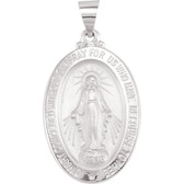 14k White Gold Miraculous Mary Pendant 