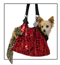 Red Runaround Pet Shoulder Tote - Rhinestone charm and key fob NOT included