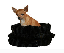 3-In-1 Reversible Black Snuggle Bug functions as a pet bed, a car seat or a shoulder tote.
