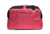 Pink Sleepypod Atom Airline Approved Pet Carrier has a pass-through pocket so the carrier can be attached via the telescoping handles to your luggage.