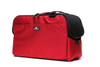 Red Sleepypod Atom Airline Approved Pet Carrier has storage pockets for travel essentials