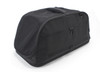 Black Sleepypod Air pet carrier has double zippers that allow you to insert your telescoping luggage handle through to secure it to your luggage.  If you keep the bottom zipped, you can create an additional storage pocket.
