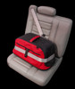 Sleepypod Air shown in red as a car pet safety seat
