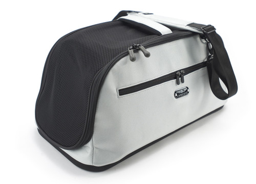 Sleepypod Air Silver Airline Approved Pet Carrier features a hand carry or shoulder carry option