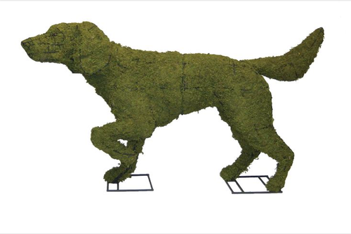 Mossed Pointer Topiary Dog Sculpture