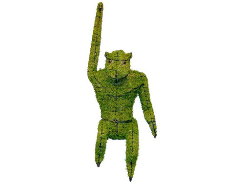 30-Inch Hanging Monkey Mossed Frame Topiary Sculpture