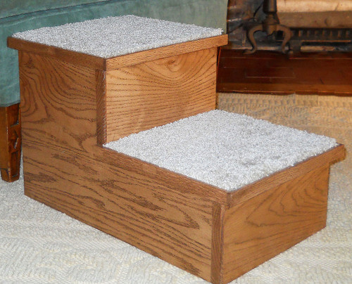   Carpeted Hardwood Narrow Pet Step features a narrow width for tight places