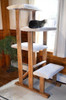 4 Tier Solid Wood Cat Tree Perch has 4 levels for climbing and napping