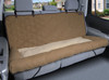 Large Brown Car Cuddler™ showing quilted micro suede back, comfy bolsters and faux sheepskin bed cover.