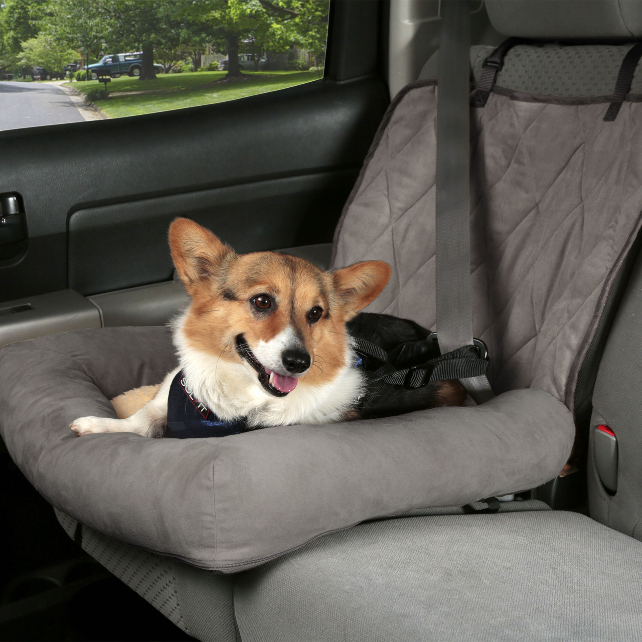 Solvit Car Cuddler™ Grey Dog Bed Safety Car Seat - The Paws Mahal