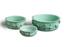 Aqua green ceramic stoneware dog bowl available in three sizes