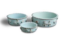 Baby Blue Ceramic Stoneware Dog Bowl