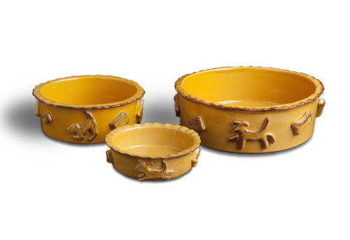 Caramel Ceramic Stoneware Dog Bowl comes in three sizes