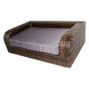 Rattan Indoor/Outdoor Rectangular Pet Sofa Bed Couch features a dual-tone caramel & mocha rattan finish