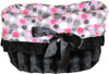 3-In-1 Reversible Pink Party Dots Snuggle Bug functions as a pet bed, a car seat or a shoulder tote

