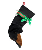 Black & Tan Dachshund Christmas Holiday Stocking features tan faux fur, brown/black eyes, black nose and measures 20.5 inches long for lots of smaller toys, treats and special gifts.