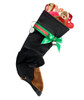 Black & Tan Dachshund Christmas Holiday Stocking features tan faux fur fabric, black/brown eye & black nose accents with a decorative ribbon collar.  Sorry, but the toys are NOT included.