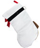English Bulldog Christmas Holiday Stocking back details the shape of the dog's head and a black ribbon collar and red hanging loop.