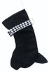 Boston Terrier Christmas Holiday Stocking back shows the distinct shape of the Boston and the lovely black & white harlequin print ribbon collar.