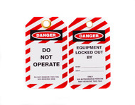 Lockout Tags, Do Not Operate, Red Border, .025" Thick with Brass Grommet, 10/pack