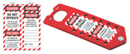 Hasp/Tag Combo Device, Red, Aluminum, 3" x 7.5" with 1" Jaw Diameter