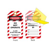 Lockout Tag, Equipment Locked Out, Self-Laminating Tag, 10/pack