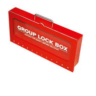 Group Lockout Box, Wall Mount, Red, Steel