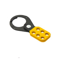 Lockout Hasp, Steel, Yellow, 1.5" Jaw Diameter, 6 Holes