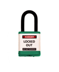 Lockout Padlock, Green, Keyed Different, 1.5" shackle