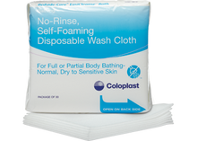 Coloplast Bedside-Care EasiCleanse Bathing Cloths. No Rinse Self Sudsing Disposable Washcloth