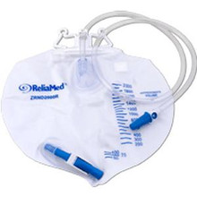 ReliaMed Standard Vented Drainage Bag with Double Hanger Anti-Reflux Valve 2,000 mL
