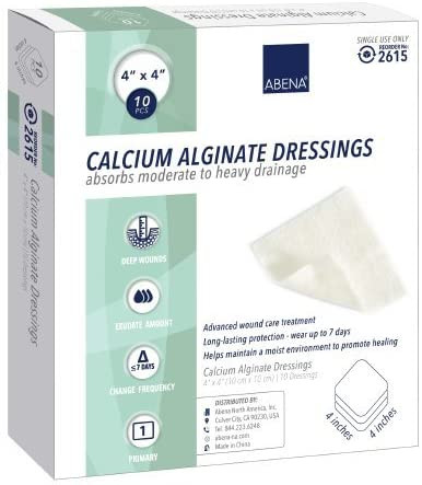 Abena Calcium Alginate Dressing 4 x 4 Inch Square Calcium Alginate Pack of 10