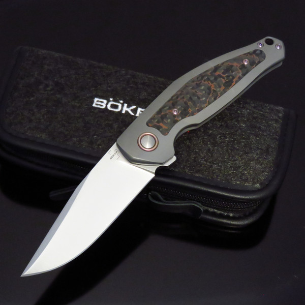 Boker Plus Collection 2022 Jens Anso Titanium Carbon Fiber Frame Lock Knife 01BO2022