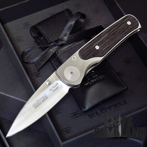 Klotzli Knives A.G. Russell Mooreiche (Bog Oak) Titanium Folding Knife