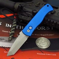Pro-Tech Knives Emerson CQC7 Blue Tanto Automatic Knife E7T01-Blue Folder 3.25" Bead Blasted Blade