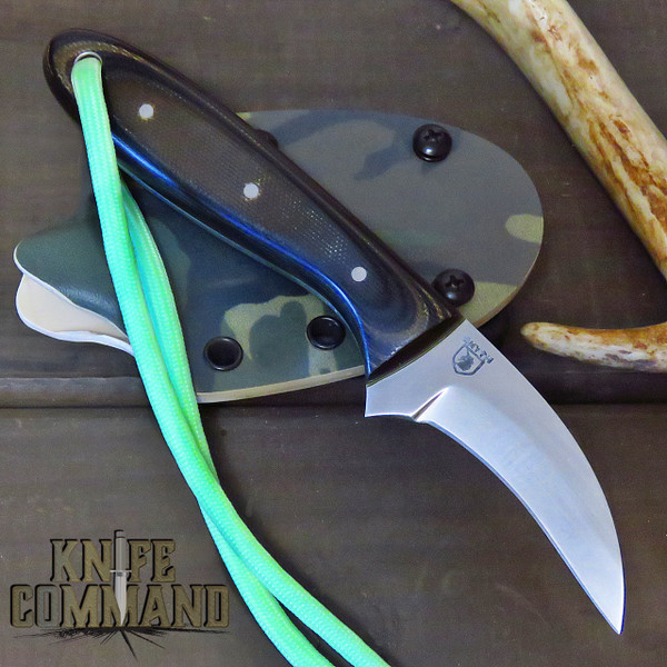Paddy Smyth Knives Custom Stalker's Claw Hunting Knife, Black Brown G-10 Camo Sheath