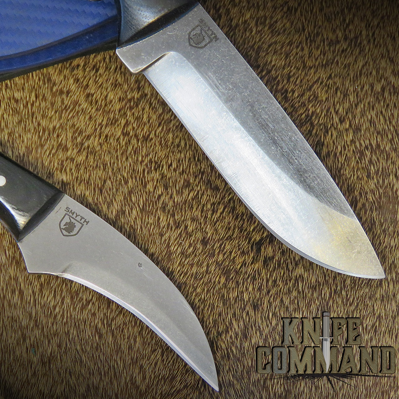 Paddy Smyth Knives Custom Stalker's Claw/ Pro Stalker Full Stalking Combo Hunting Knives, Black G-10 Blue Sheath Blueline