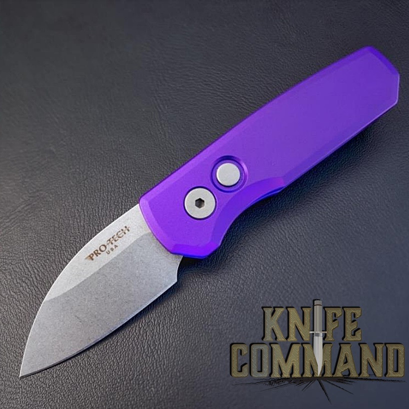 Pro-Tech Knives R5301-Purple Runt 5 Automatic Folder Knife Folder 1-15/16" MAGNACUT Wharncliffe Stonewash Blade