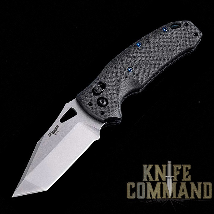Hogue Knives Collectors Series Sig Sauer Carbon Fiber K320 ABLE Lock Manual Folder 3.5" 20cv Tanto Point Blade Knife 36390-LIM