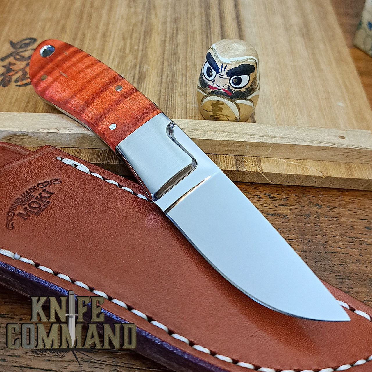 Moki Rare Limited Edition Mini Hunter Fixed Blade Knife in Red Tigerwood