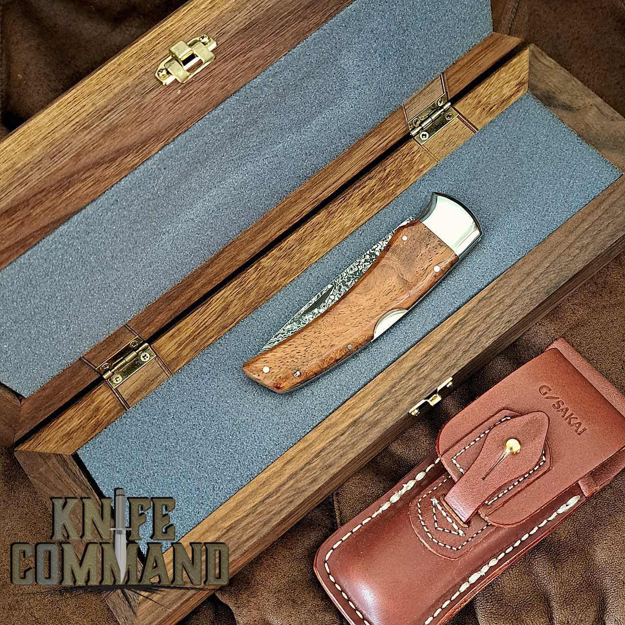 G Sakai Limited Edition New Folding Hunter Quince Wood & Damascus