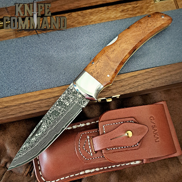 G Sakai Limited Edition New Folding Hunter Quince Wood & Damascus Lockback Pocket Knife Large 10407