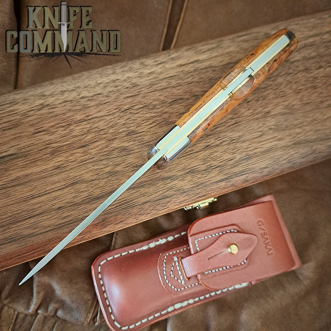 G Sakai Limited Edition New Folding Hunter Quince Wood & Damascus Lockback Pocket Knife Large 10407
