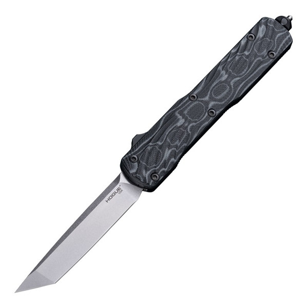 Hogue Knives Counterstrike Black G-Mascus OTF Automatic Knife 3.35" CPM 20CV Stone Tumbled Tanto Blade 34869