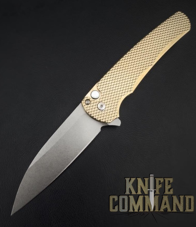 Pro-Tech Knives 5311 Bronze Alu Malibu Manual Flipper Knife Folder 3.25" Stonewash MAGNACUT Wharncliffe Blade