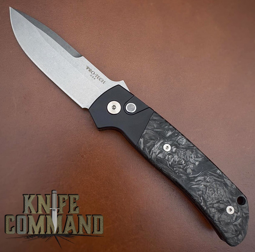 Pro-Tech Knives BT2731 Bob Terzuola Fat Carbon Dark Matter ATCF Drop Point Automatic Knife 3.5" CPM MagnaCut Blade