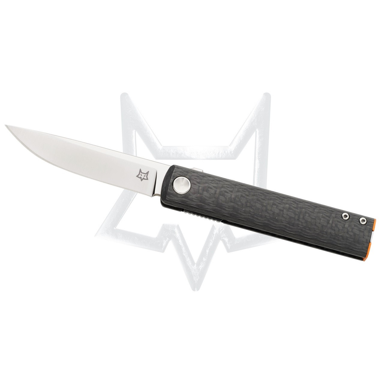 Fox Knives FX-543 CFO CHNOPS Folding Knife Carbon Fiber M390 Orange Spacer
