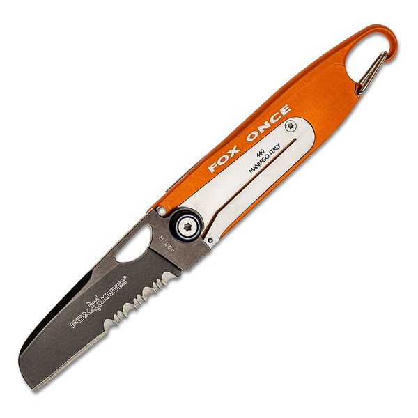 Fox Knives Once Orange Rescue Climbing Sheepsfoot Knife with Line Cutter 443R
