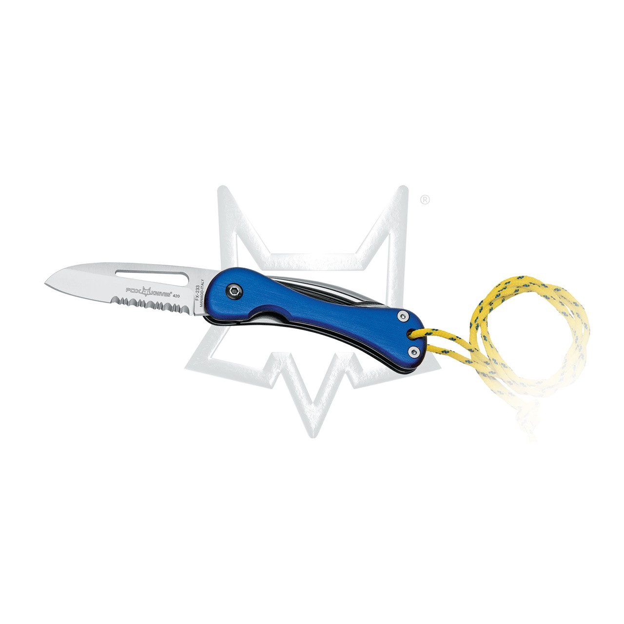 Fox Knives 233 Blue Aluminum Sailing Rigging 420c Knife with Marlin Spike